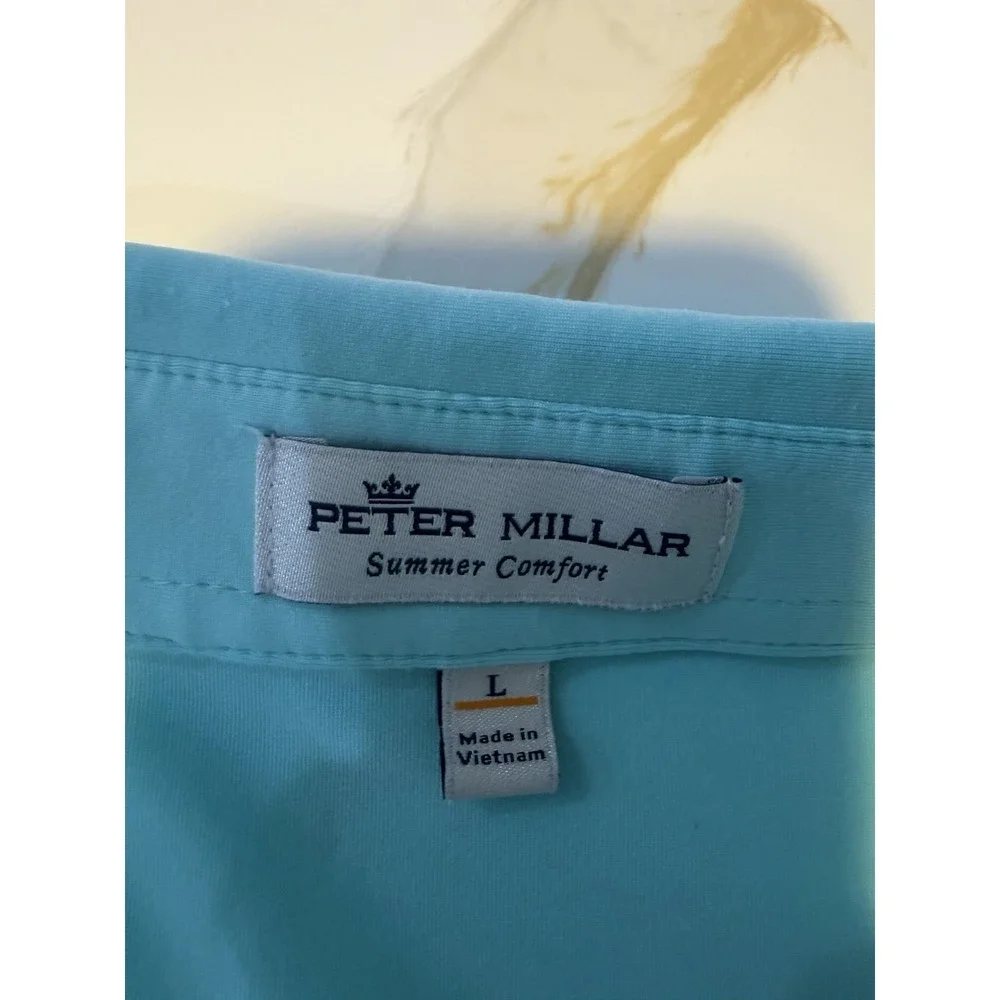 Peter Millar Summer Comfort Polo Shirt Men's Large Aqua Blue Performance